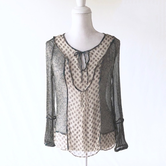 Zara Tops - Zara silk sheer paisley print boho top blouse M